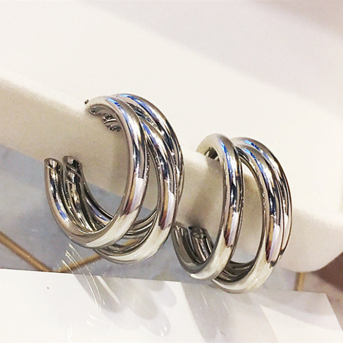 Wholesale Geometric Round Gold Hoop Earrings Trendy Jewelry Accessory MOQ≥3