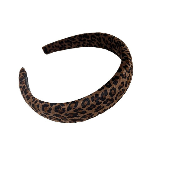 Wholesale Deep Curry Color Leopard Hair Hoop Retro Wind Pressure Hair Stamp