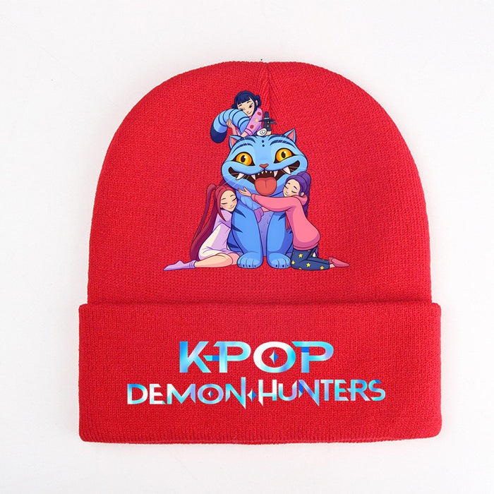 Wholesale Stylish knitted hat rolled brim and printed knit