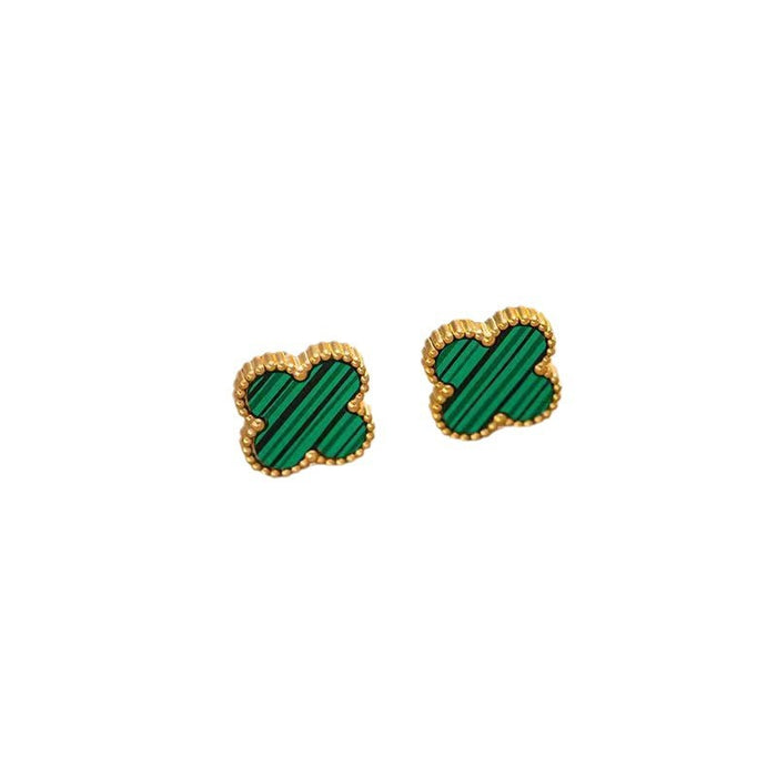 Wholesale Stainless Steel 13mm Four Leaf Clover Earrings JDC-ES-Shengh003