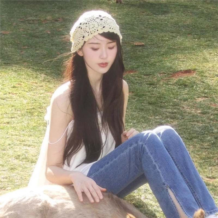 Wholesale Summer thin hollowed out handmade crochet knitted hat, fashionable women's summer thin toe cap
