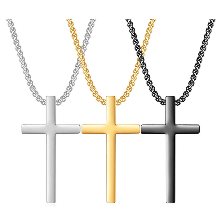 Wholesale Glossy Simple Titanium Steel Cross Pendant Female Personalized Stainless Steel Necklace Wholesale Laser Logo