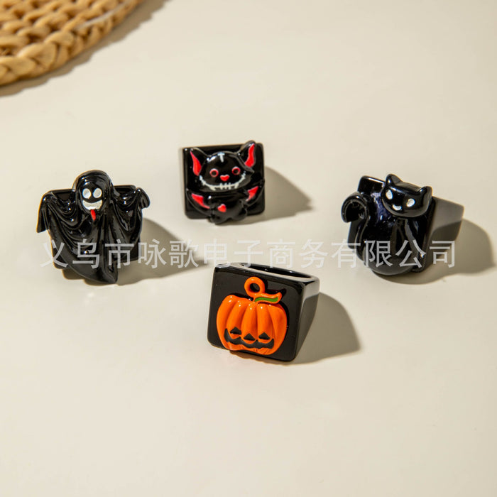 Wholesale  creative resin ghost pumpkin ghost ring personality dark Easter ring female