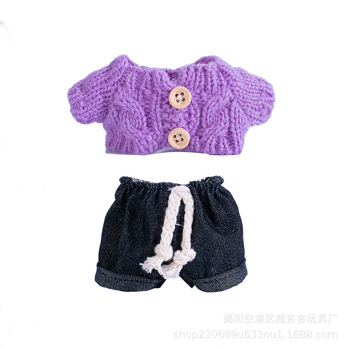 Wholesale Pendant  Cloth Clothes Knitted Sweater with Jeans Replacement Shoes Keychain Vinyl Clothes