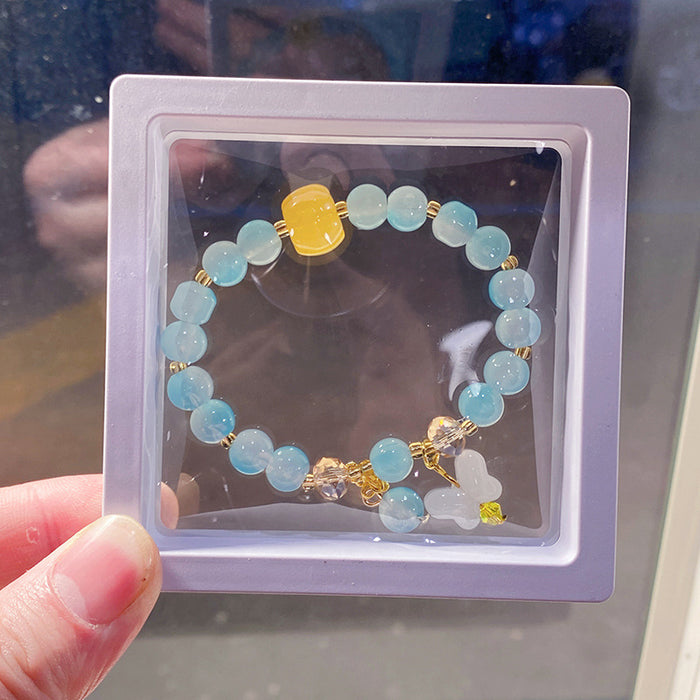Wholesale Butterfly Bow Glass Bead Bracelet for Kids Trendy Jewelry Accessory MOQ≥3