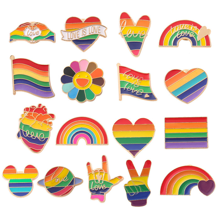 Wholesale Rainbow Love Letter Metal Badge JDC-BC-NanLuo003