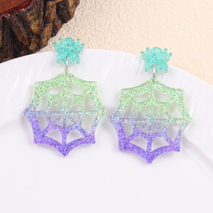 Wholesale  shiny earrings contrast color cartoon ghost acrylic earrings creative personality earrings ear jewelry
