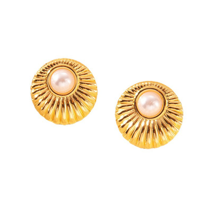 Wholesale Gold-plated titanium steel threaded earrings