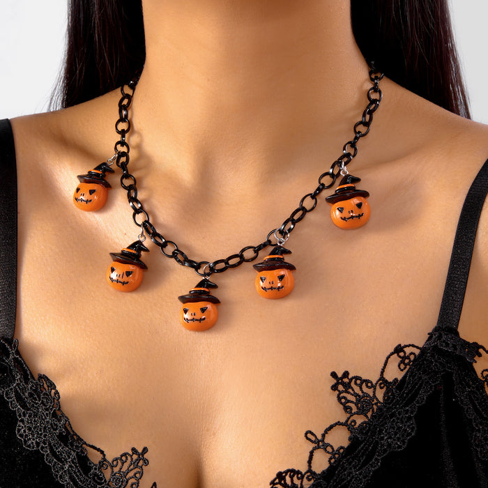 Wholesale Funny Necklaces  Creative Pumpkin Ghost Pendant Clavicle Chain Necklace