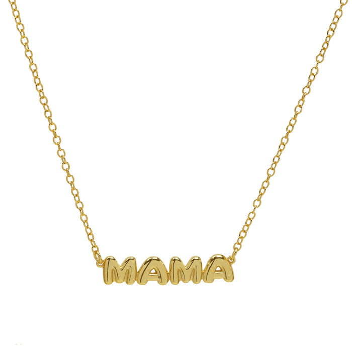 Wholesale 2PCS Gold Copper Glossy Bubble Sense LOVE MAMA XOXO Pendant Necklace JDC-NE-BaiYi016