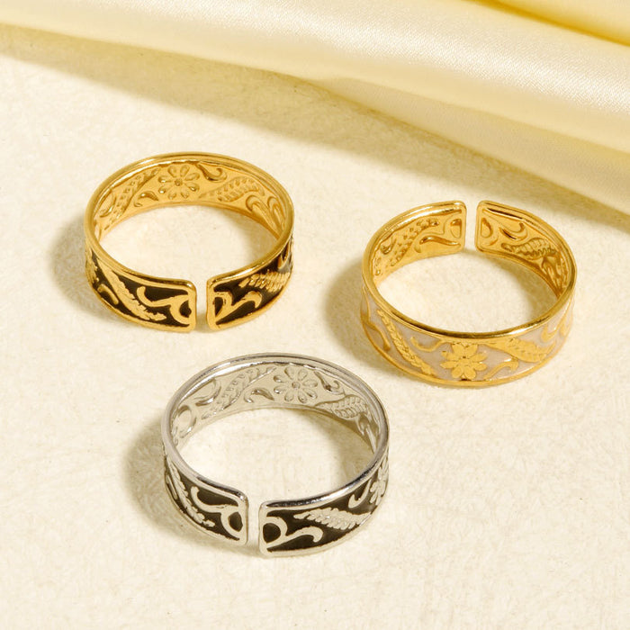 Wholesale Stainless steel retro artistic opening ring, women's niche design, ring accessories