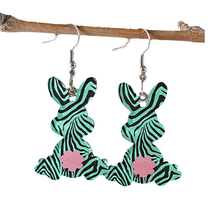 Wholesale  cartoon cute Easter pattern rabbit earrings  color acrylic ear jewelry