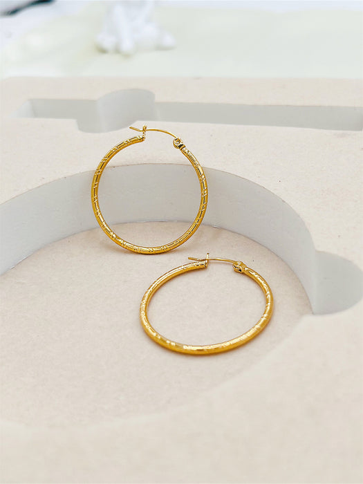 Wholesale Striped large ear loops vacuum electroplated gold