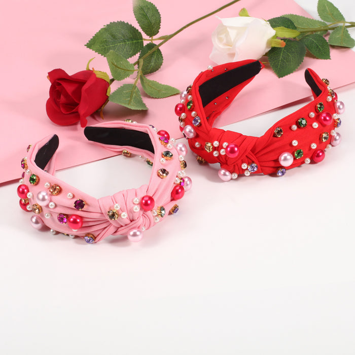 Wholesale New Style Rhinestone Pearl Valentine's Day Headband JDC-HD-Xiny008