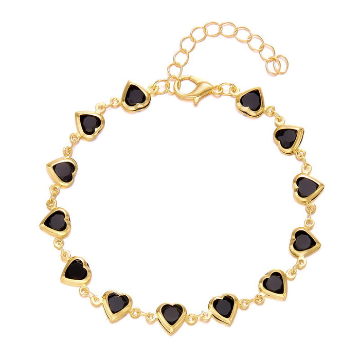Wholesale Colored diamond heart-shaped chain bracelet