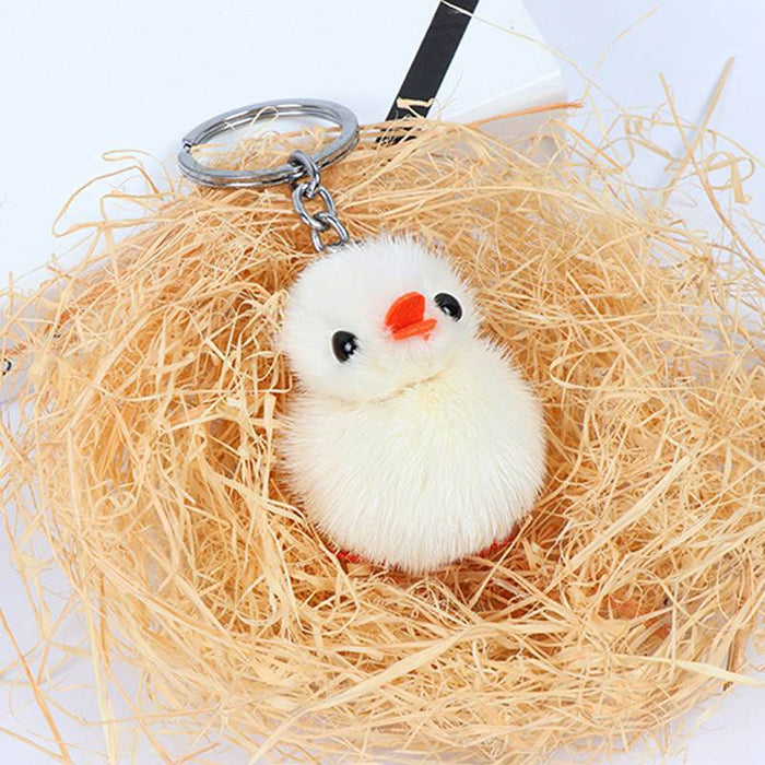 Wholesale Mini Mink Fur Yellow Duck Car Keychain JDC-KC-HaoQ002