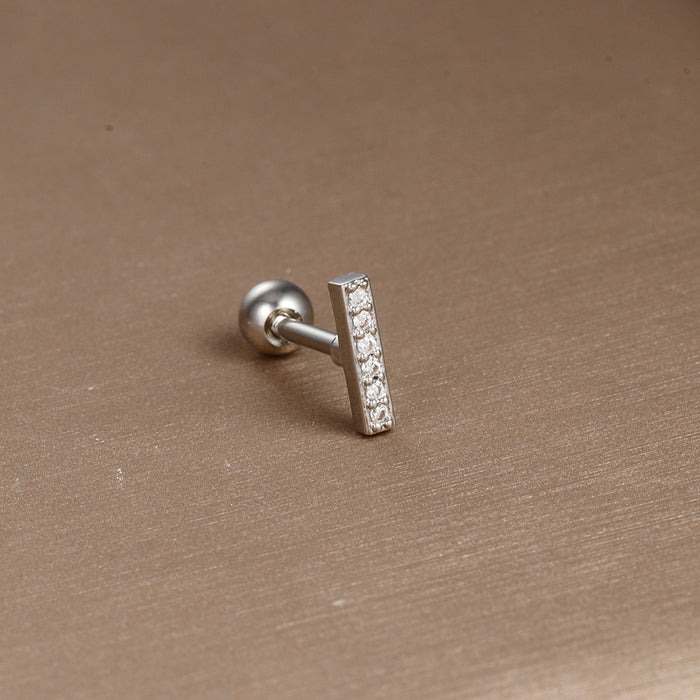 Wholesale Jewelry Stainless Steel Ear Nail Zircon Ball Screw Women