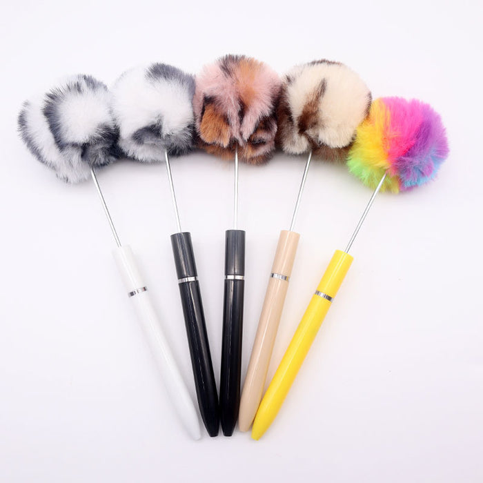 Wholesale Beadable Pens Leopard print Pom Pom Pen Fluffy Pens JDC-PN-ShuY006