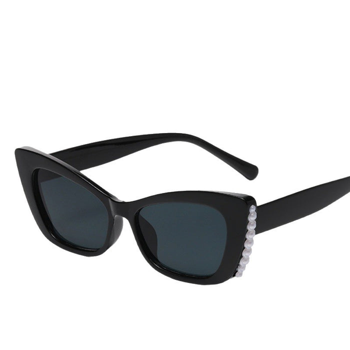 Wholesale Cat's Eye Pearl Sunglasses Simple Sunglasses Trendy Personalized Sunglasses Anti UV High End