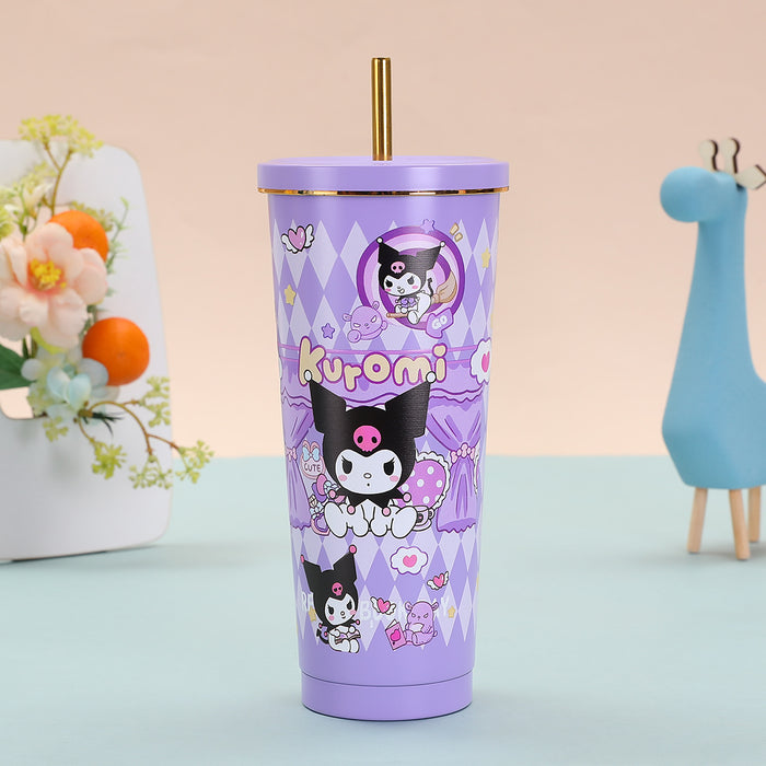 Wholesale Cute cartoon gold-rimmed insulated thermos cup