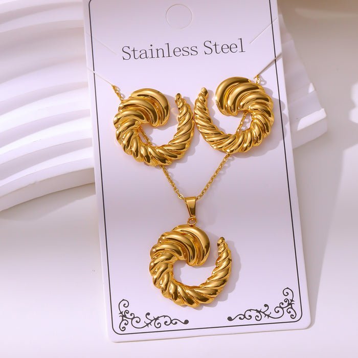 Wholesale RetroEarrings Necklace Stainless Steel Gold-Plated Jewelry