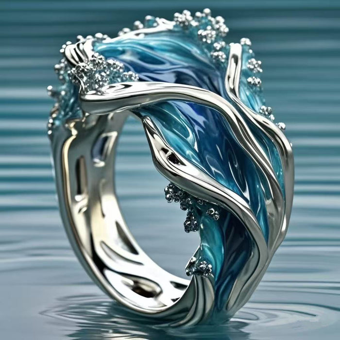 Wholesale Wave Ring Ocean Series Wave Resin Ring Women Adjustable rings