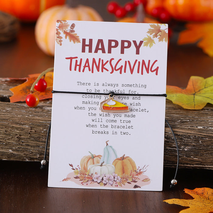 Wholesale Thanksgiving Personalized Creative Maple Leaf Turkey Pine Cone Bracelet Simple Color Card Jewelry