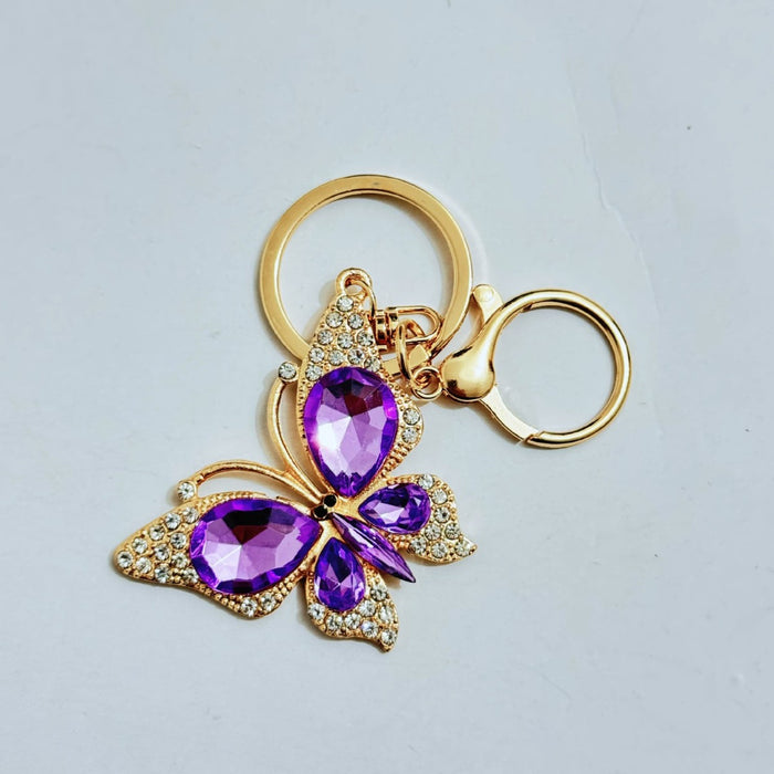 Wholesale Trendy Rhinestone Butterfly Keychain Zinc Alloy Car Key Accessory Gift
