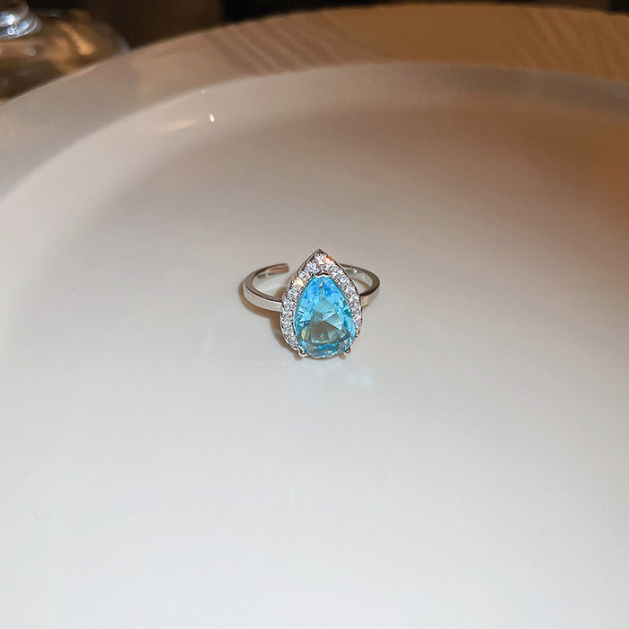 Wholesale Zircon diamond geometric love open ring sweet niche fresh index finger ring fashion high-end jewelry