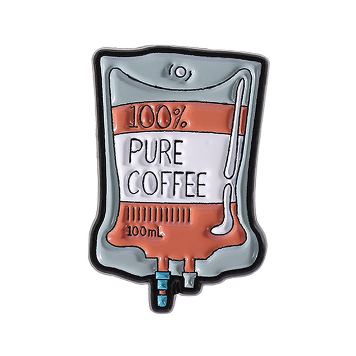 Wholesale Cartoon Coffee Cup Shape Brooch Pin Set Zinc Alloy Decorative Accent