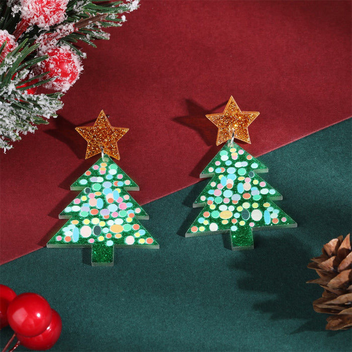 Wholesale Acrylic Christmas Tree Hat Stocking Elk Earrings