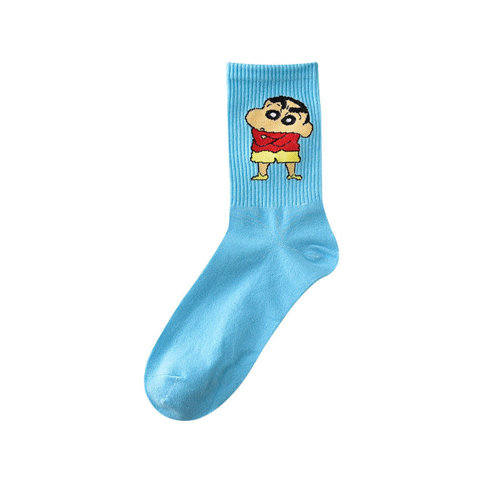 Wholesale Cute Cartoon Socks Women's Men's Stockings Autumn and Winter Outer Wear Shin-Chan Couple Sports Middle Tube