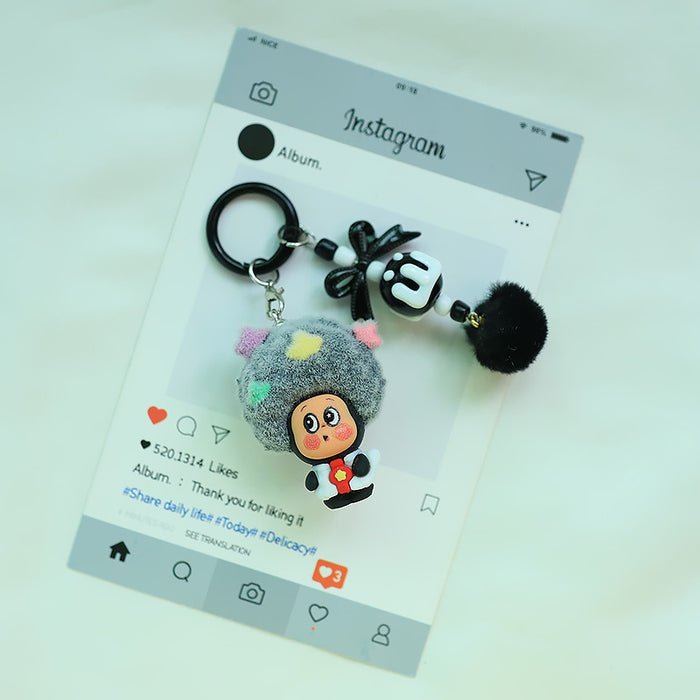 Wholesale Flocked Apple Star Cute Small Pendant Cute Silicone Doll Keychain