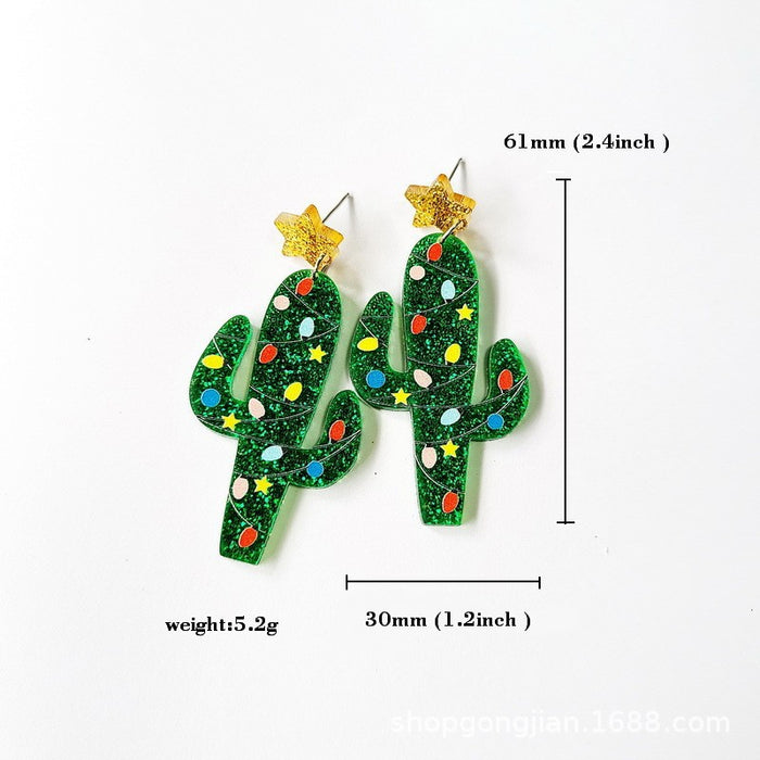 Wholesale Christmas Cartoon Acrylic Earrings Fashion Jewelry Accessory for Gift MOQ≥2