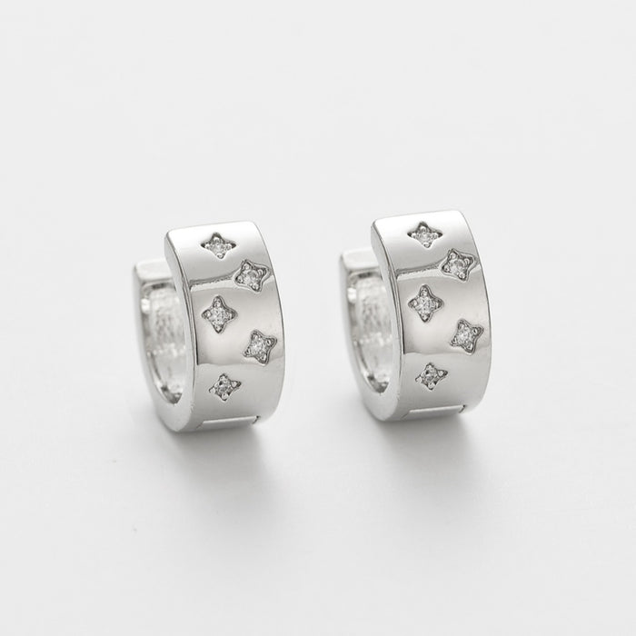 Wholesale C-shaped zircon starry sky Statemente Earrings