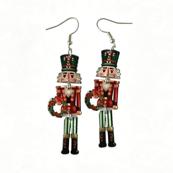 Wholesale Trendy Nutcracker Christmas Soldier Acrylic Earrings 3 Piece Set Holiday Jewelry Accessory