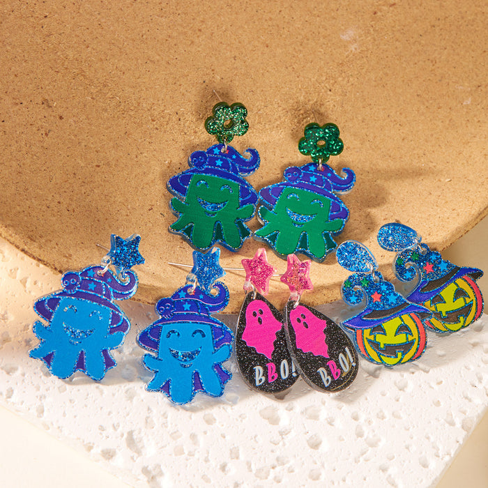 Wholesale  Earrings for Women Niche All-match Design Pumpkin Head Ghost Acrylic Earrings