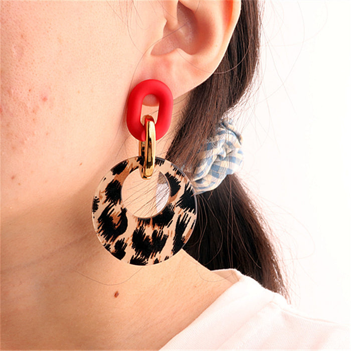 Wholesale Acrylic Geometric Leopard Circle Earrings JDC-ES-ChouD011