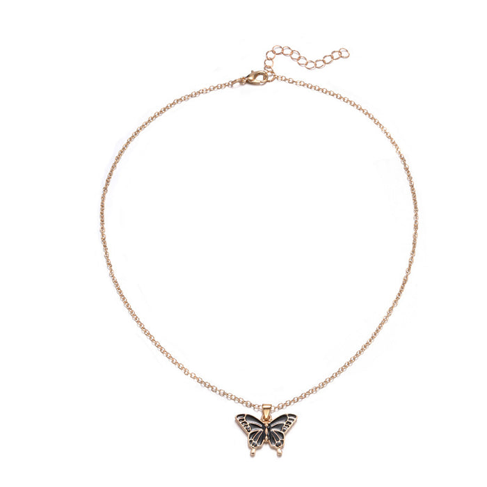 Wholesale Fashion Drip Oil Alloy Pendant, Personalized Drip Oil Butterfly Necklace, New Xiang Jewelry