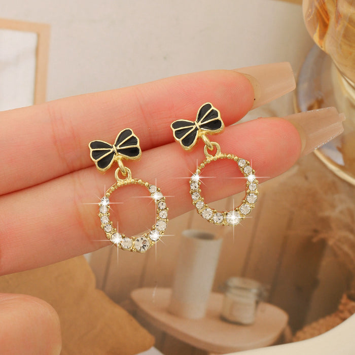 Wholesale 925 silver needle diamond stud earrings bow earrings for women