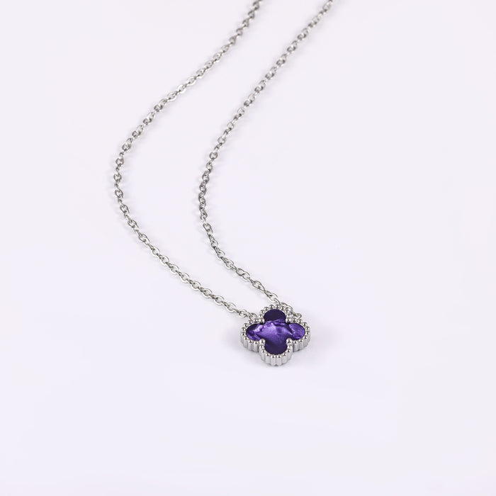 Wholesale Stainless Steel Double-Sided Gold-Plated Four-Leaf Clover Necklace