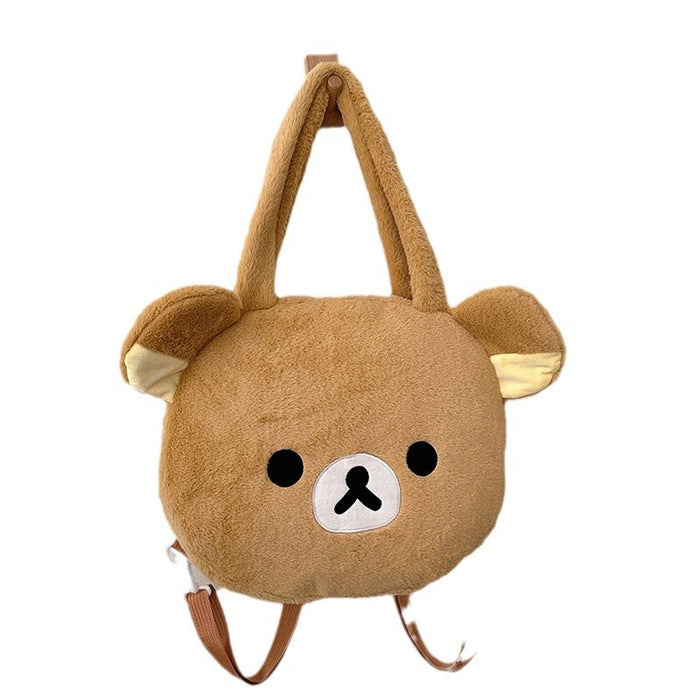 Wholesale  Cute Cartoon Bear Plush Tote Bag Autumn and Winter New Contrast Color Shoulder Bag