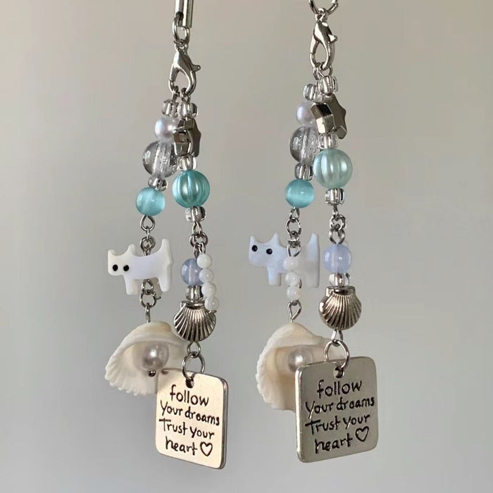 Wholesale original design new style small fresh summer cat shell  chain key