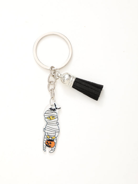 Wholesale Halloween Bat Pumpkin Head Witch Tassel Pendant Acrylic Keychain JDC-KC-YiTian017