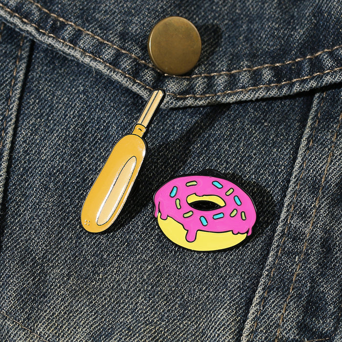 Wholesale Donut Shape Metal Enamel Brooch Electroplated Pin Trendy Food Jewelry Accessory For Party Gift And Everyday Wear