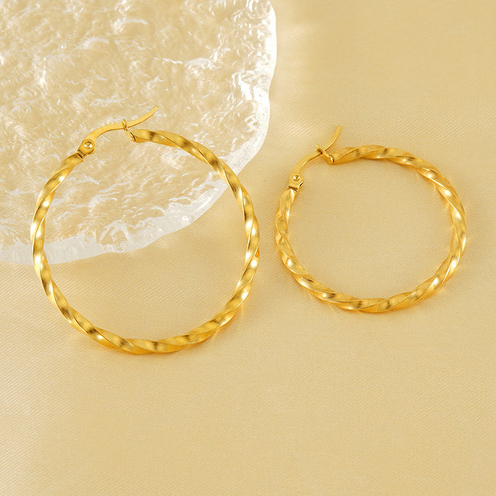 Wholesale Circle Stainless Steel Gold Plated Ripple Earrings JDC-ES-ZhongYao004