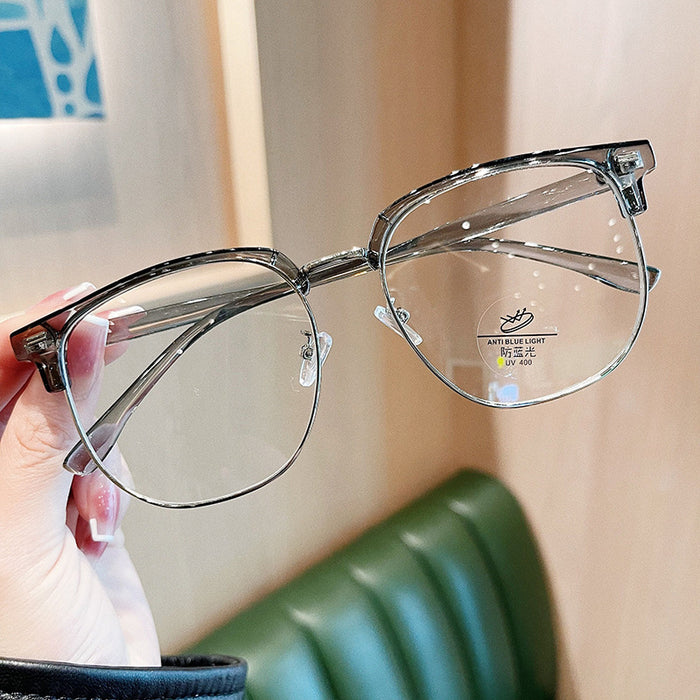 Wholesale Eyeframe, frame, large face, half frame, flat mirror, can be paired with myopia lenses