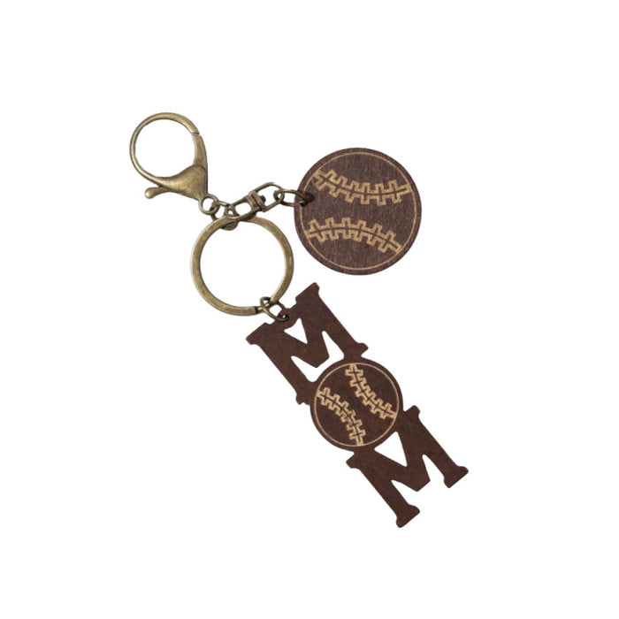 Wholesale Mother's Day Sports Ball Wooden Keychains JDC-KC-RongRui001