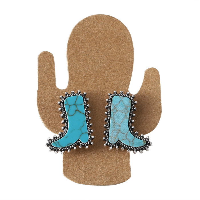 Wholesale Cactus Star Bull Head Heart Turquoise Earrings Necklace Set Simple Color Alloy Jewelry