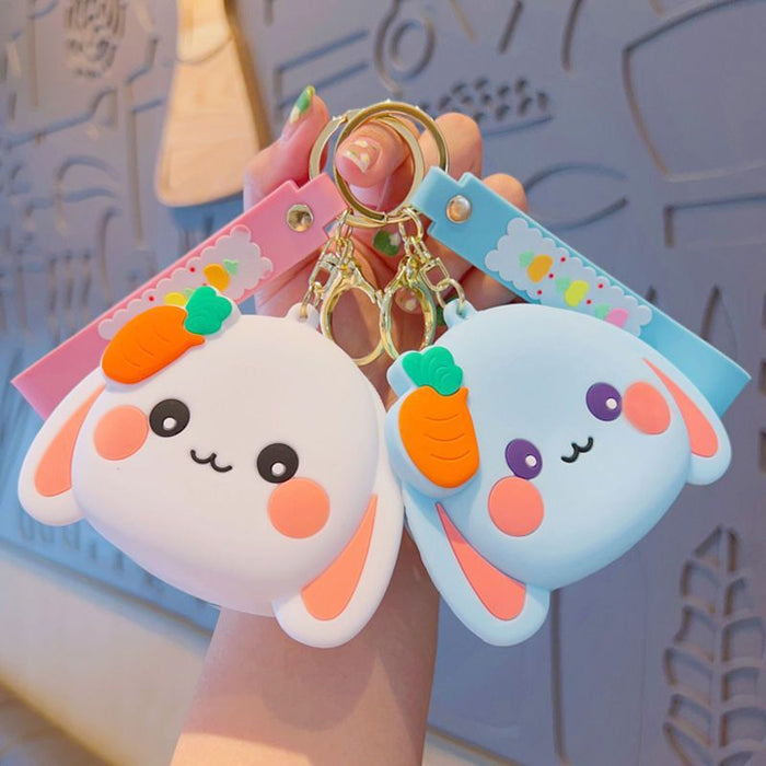 Wholesale Cute Rabbit Coin Purse Silicone Card Bag Mini Children's Wallet Hanging Cartoon Keychain School Bag Bag Pendant